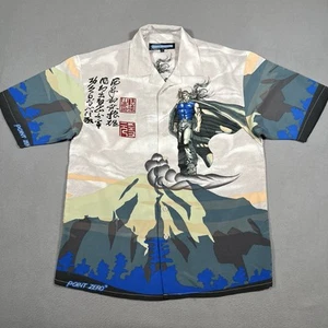 Vintage Y2K Anime Samurai Shirt Size Small Multicolor Short Sleeve Button Up 90s - Picture 1 of 5