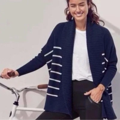 Athleta Women’s  Peaceful Wrap Cotton Blend Striped Cozy Coastal Cardigan Size S - Image 1 of 4
