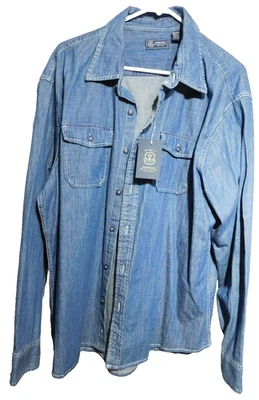 Arrow Denim Chambrey Shirt Blue 46" Chest XXL Long Sleeve Button NOS Prefade - Image 1 of 3