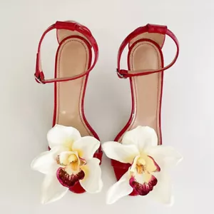 Womens Summer Elegant Kitten Heels Peep Toe Sandals Floral Buckle Party Shoes Sz - Picture 1 of 30