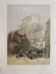 Impresión antigua de 1847; Castillo de Edimburgo del Grassmarket después de Picken & Leitch - Imagen 1 de 3