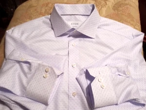 Eton Dress Shirt Size 15.5 Contemporary Blue lobster print 100% Cotton - Picture 1 of 12