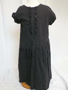 OLIVE JUICE Girl's Black White Polka Dots Ruffle & Pleat Front SS Dress Sz 8 - Picture 1 of 4