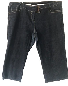 Autograph Plus Size 22 Dark Blue Denim Crop Jeans Pants GUC - Picture 1 of 6