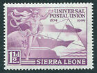 Sierra Leone 1949 1 1/2D Purple Sg205 Mint Mh Fg Upu Anniv Omnibus Issue #B02