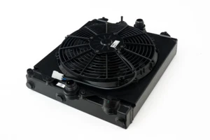 CSF BLK Universal Half Radiator w/16AN & Slip-On Fittings/12" SPAL Fan & Shroud - Picture 1 of 10