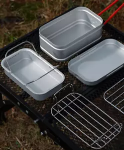 Outdoor Camping Mess Tin With Steam Rack Fry Layer Aluminum Food Container - Picture 1 of 11
