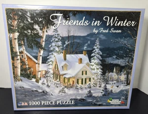Puzzle White Mountain Friends in Winter de Fred Swan 1000 piezas COMPLETO 2008 #4705 - Imagen 1 de 5