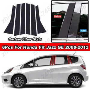 6Pcs PC Pillar Post Trim Cover Carbon Fiber Case For Honda Fit Jazz GE 2008-13 - Picture 1 of 10