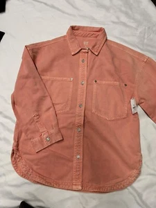 NWT - GAP Kids XL Coral Denim Snap-Front Long Sleeve Shirt | Girls Size XL (12) - Picture 1 of 8