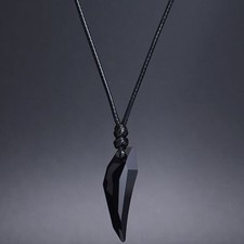 Fashion Men Black Crystal Geometric Pendant Necklace Jewelry Couple Accessories