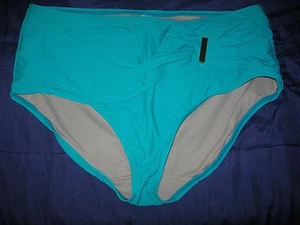CACIQUE SWIM by LANE BRYANT Aqua Swimwear Bottom Gathered Brief - Picture 1 of 3