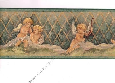 维多利亚式建筑古董天使小天使丝绸反光壁纸边框  — 第 1/4 张图片