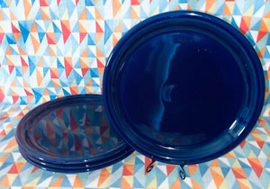 NEW SET 4 FIESTAWARE 10.5" COBALT blue bistro DINNER PLATES FIESTA FREE SHIPPING - Picture 1 of 4