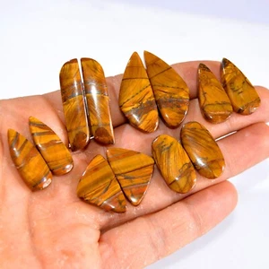 6 Paar 187 kt natürlicher Tigerauge Cabochon Edelstein Paar Lot 25 x 10-32 x 14 mm #14753 - Bild 1 von 6