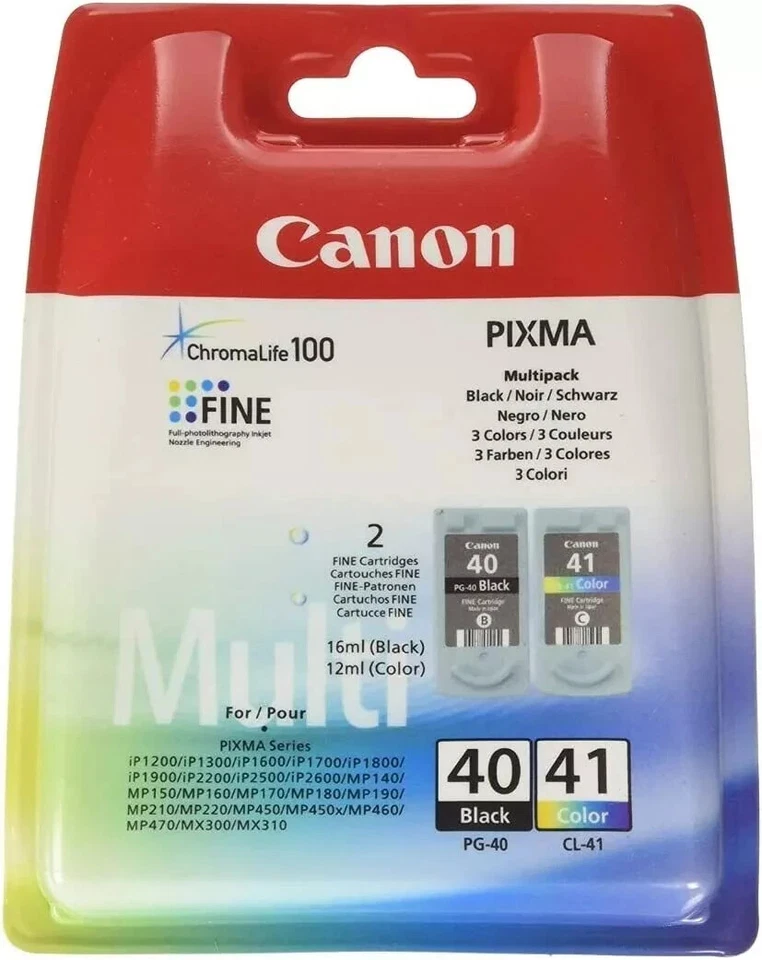 Genuine Canon PIXMA PG-40 Black & CL-41 Color Ink Cartridge Set (40 41) - Image 1 of 1