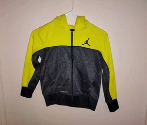 Air Jordan Therma-Fit Boys Hoodie Zip Up Jacket 8-10 Yr Black Yellow Gray Fleece - Picture 1 of 6