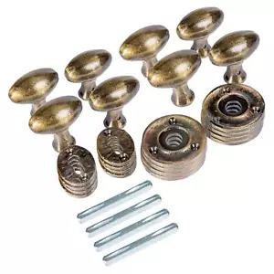 4x Oval Rim & Mortice Door Knob Cast Iron Antique Vintage Handle W60mm Brass - Picture 1 of 7