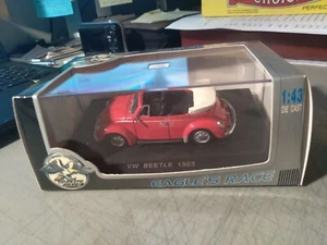 UNIVERSAL HOBBIES EAGLES RACE 1:43 VOLKSWAGEN BEETLE CONVERTIBLE 1303 RED IN BOX - Picture 1 of 7