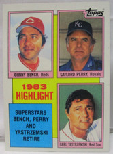 1984 Topps Baseball 1983 Highlights Card #6- Bench, Perry & Yastrzemski (001)