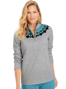 3XL Gray Quarter Zip Lightweight Fleece Sweatshirt Trim at Neckline - Picture 1 of 2