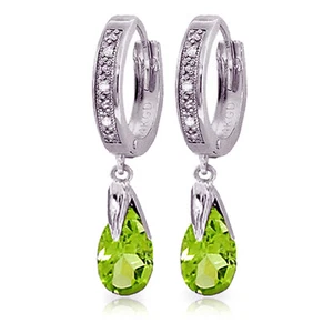 Pendientes de diamantes de peridoto de amor de oro blanco macizo de 14 K de 2,53 CTW - Imagen 1 de 3