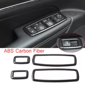 Carbon Fiber Window Lift Switch Button Cover For Dodge Charger Durango RAM 2011+ - Foto 1 di 12