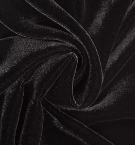 Velvet Fabric Decorative Solid Soft Smooth & Silky Cloth Color Black - Picture 1 of 3