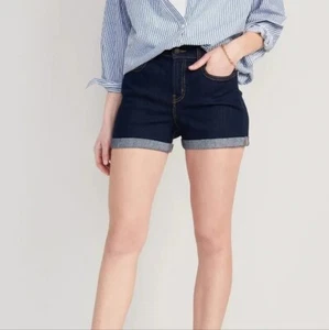 NWT Old Navy Women’s Size 20 ~ Mid Rise Jean Shorts 3” Inseam . Dark Wash - Picture 1 of 9