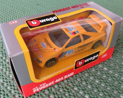 Burago Cod. 4150 Peugeot 405 Raid Course Jaune 1:43 Ovp Box Made IN Italy - Photo 1/4