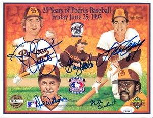 Nate Colbert Steve Garvey Randy Jones Graig Nettles signed Padres card sheet JSA - Picture 1 of 1