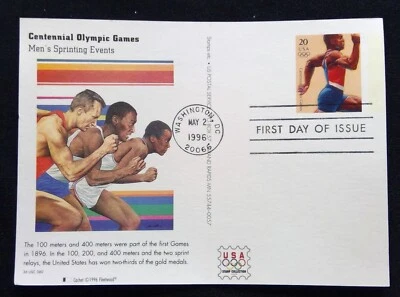 Scott UX254 FDC Mens Sprints Summer Olympics Type Post Card Fleetwood Cachet - Image 1 of 3