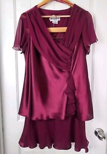 Vintage Another Thyme Skirt Burgundy Ruffle Hem Womens size 16 Lined