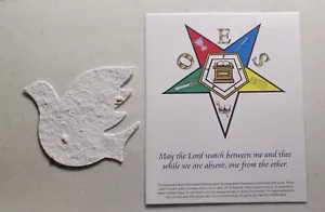 Tarjeta con verso de Mizpah papel sembrado paloma orden de estrella oriental - Imagen 1 de 2