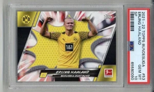 2021-22 TOPPS BUNDESLIGA #53 ERLING HAALAND PSA 10 SP VERY LOW POP 3 RARE - Picture 1 of 2