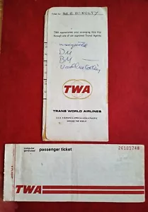 TWA Ticket Jacket plus a 1980 Ticket BOS-CDG-LHR-JFK Ok Upgrade - Picture 1 of 4