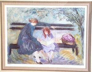 Barbara A. Wood (1926-2023, American)''In the Park'' Limited Edition, Hand Sign - Picture 1 of 13