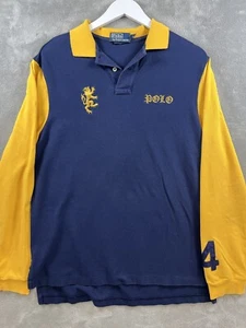 Vintage Polo Ralph Lauren Rugby Shirt Long Sleeve Crest Large Lion Polo Preppy - Imagen 1 de 6