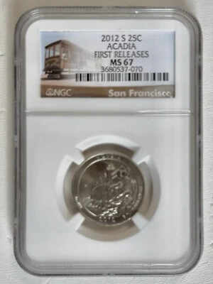 X United States Arcadia Commerative Quarter 2012 San Francisco Mint MS 67 - Image 1 of 2