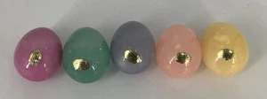 Lote de 5 soportes de vidrio cortados en huevo de alabastro genuino verde tallado a mano Ducceschi Italia - Imagen 1 de 12
