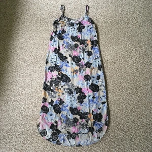Asos Slip Dress Size 6 Small Floral Blue Midi Length Pink Cottage Fairy - Picture 1 of 8