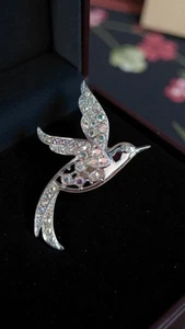 VTG Sarah Coventry Brooch "Bird of Paradise" Silver Rhinestones (1965) 3" Pin - Picture 1 of 5