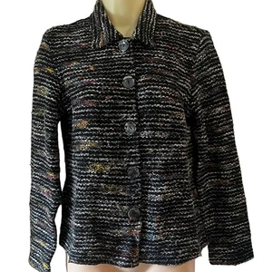 Coldwater Creek taglia XS maglione a righe testurizzato cardigan giacca maglia - Foto 1 di 8