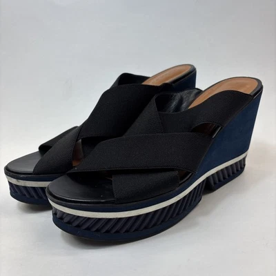 "Sandalias de cuña para mujer Clergerie Paris plataforma talla 9 1/2 zapatos azules sin cordones 4""" Foto 1 de 4
