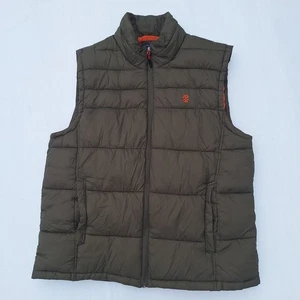 Izod Green Sleeveless Puffer Jacket Vest Sz L Military Gorpcore Hiking Trails  - Picture 1 of 6