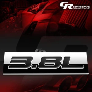 3M TAPE ON METAL EMBLEM DECAL LOGO TRIM BADGE POLISHED CHROME BLACK 3.8L 3.8 L - Picture 1 of 3