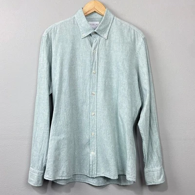 Camisa Ledbury Abotonada Talla L L L Lino Algodón Verde Claro Ajuste A Medida Resort Foto 1 de 4