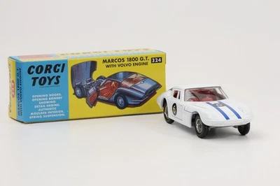 1:44 Corgi Toys Marcos GT weiß + Fahrer - Nr. 324 Repro - Bild 1 von 4