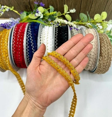 12mm Quaste Fransen Borte Polster Zopf Nähen Lampenschirm Wohndeko Blau Beige