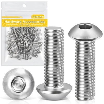 Viti a Testa Bombata M5 X 16 Mm, 100 Pezzi, in Acciaio Inox 304, a Testa Tonda P - Immagine 1 di 4